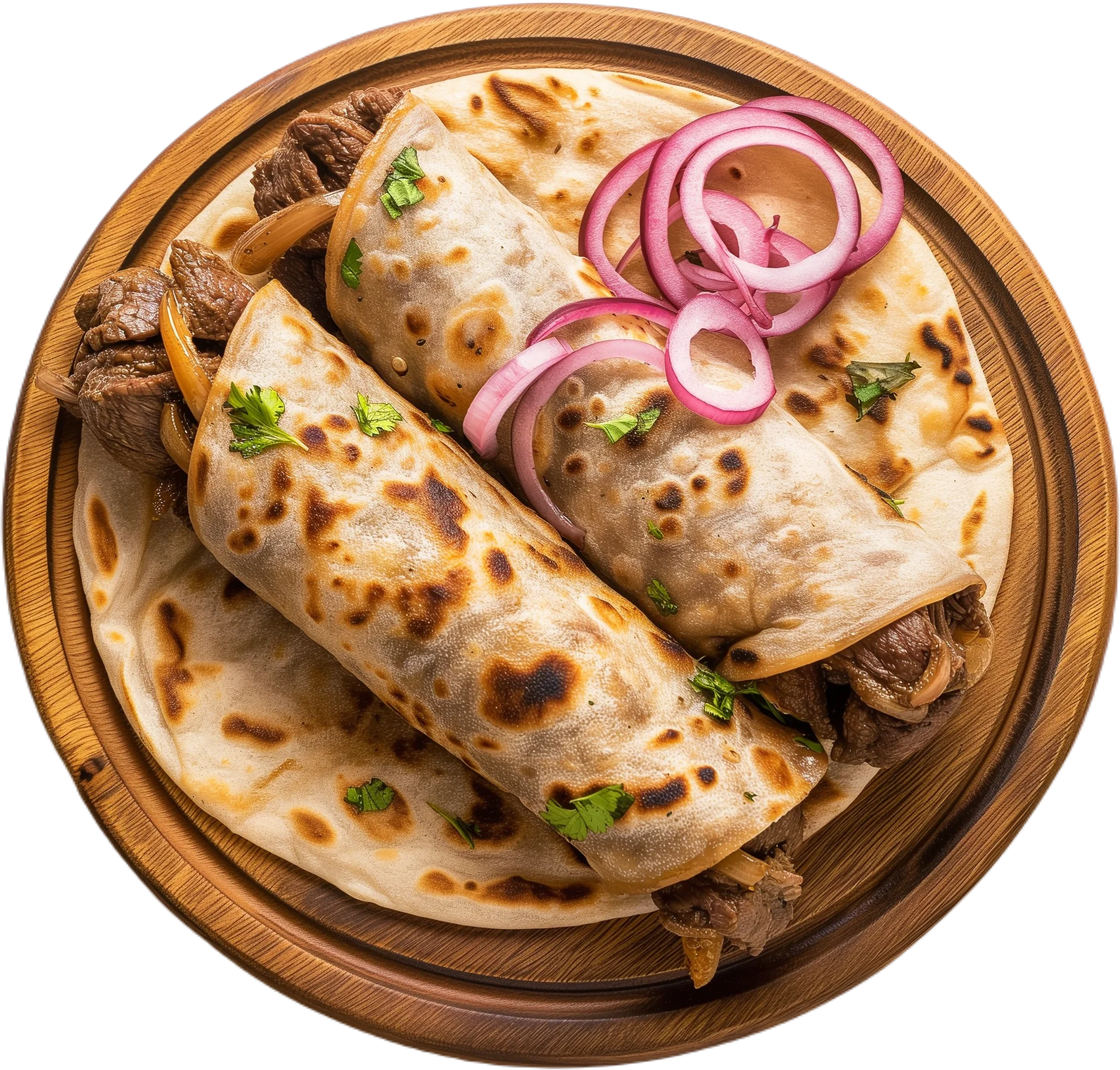 Calcutta Kathi roll wrap with chicken or beef