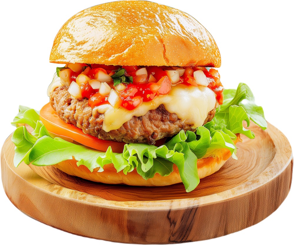 Tequila smash chicken burger with pico de gallo
